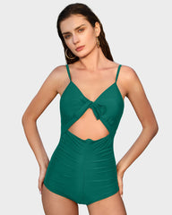 Front Tie Built-In Shapewear Sculpting Swimsuit