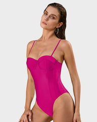 Underwire Molded Cup Lace-Up Sculpting Swimsuit