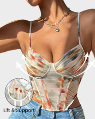 Printed Underwired Corset-Style Snatching Cami Top