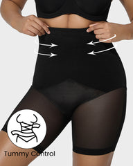 High Waist Criss-Cross Mesh Breathable Shaping Shorts