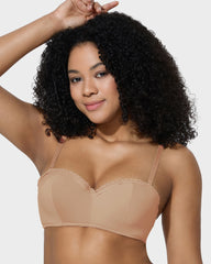 Lace Trim Molded Cup Underwire Bra with Removable Straps