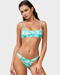 Ribbed Floral Print Balconette Bikini Set