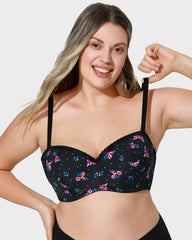 Lace Trim Molded Cup Underwire Bra with Removable Straps