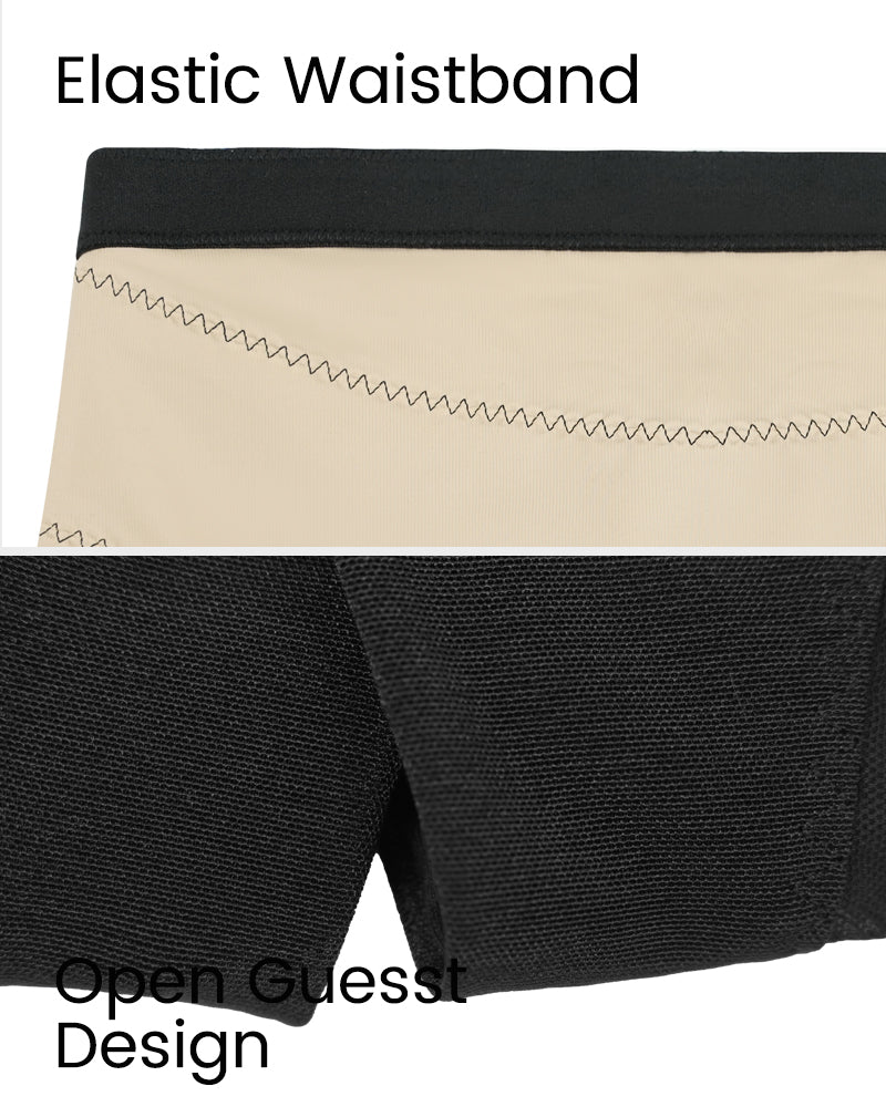 High Waist Criss-Cross Mesh Shaping Mid-Thigh Shorts