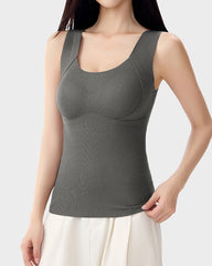 Knit Ribbed Built-In Bra Thickened Thermal Tank Top