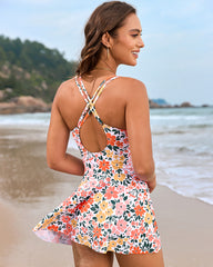 Knot Hem Ruched One-Piece Swim Dress