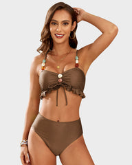 Stylish Beaded Satin Bikini Set