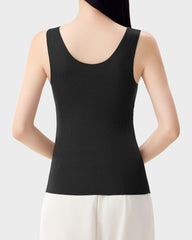 Knit Ribbed Built-In Bra Thickened Thermal Tank Top