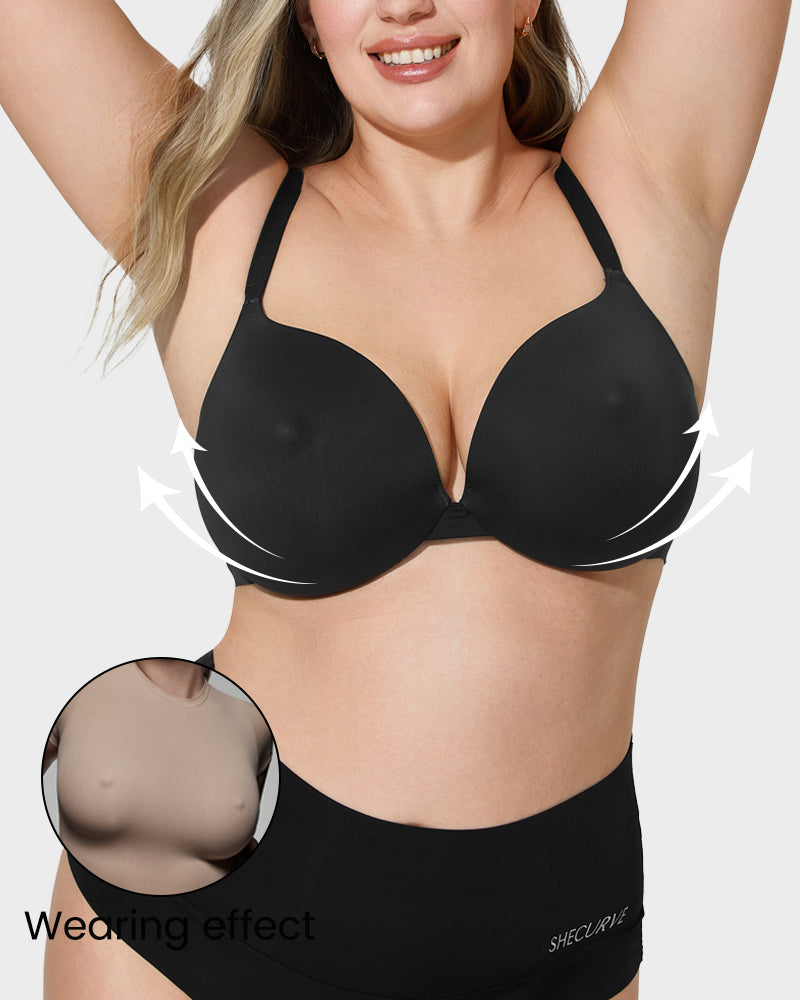 Nipple Push-Up Bra - Black