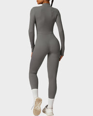 Lightweight Zipper Front Fitted Workout Jumpsuit