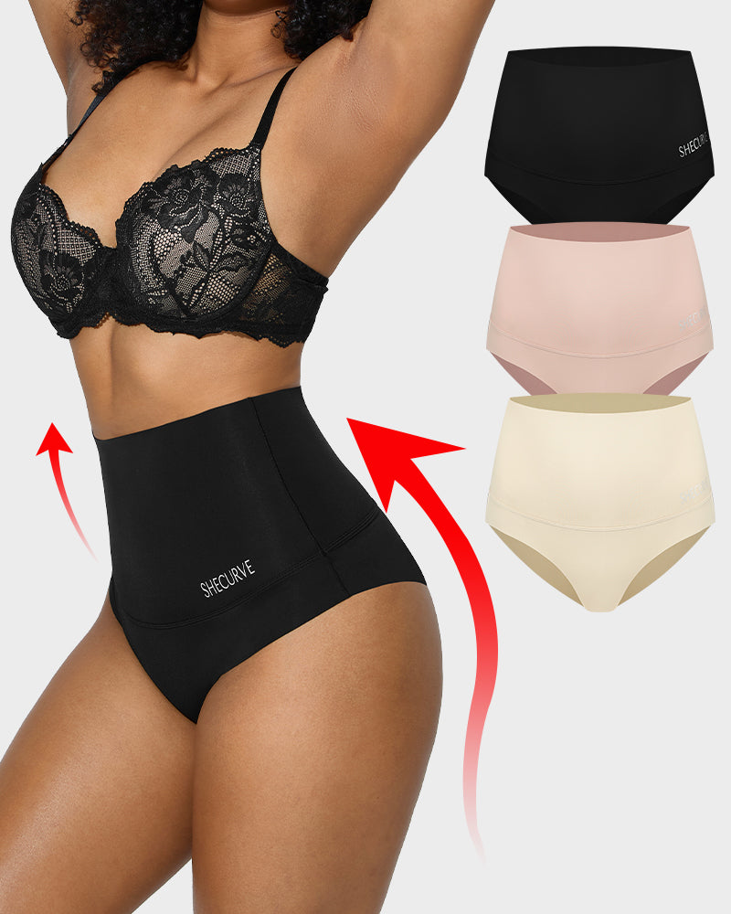 INNERSY Women's 5-Pack High Waist Tummy Control Cotton Briefs – Size L, Neutral Assorted