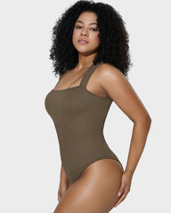 SheCurve® Ribbed Strappy Square Neck Shaping Bodysuits