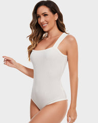 SheCurve® Ribbed Strappy Square Neck Shaping Bodysuits