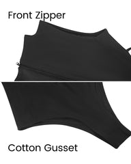 Zip Front High Neck Lace-Up Back Sculpting Swimsuit