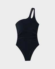 One Shoulder Ruched One Piece Swimsuit