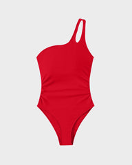 One Shoulder Ruched One Piece Swimsuit