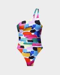 One Shoulder Ruched One Piece Swimsuit