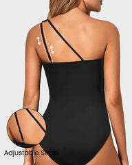 One Shoulder Ruched One Piece Swimsuit