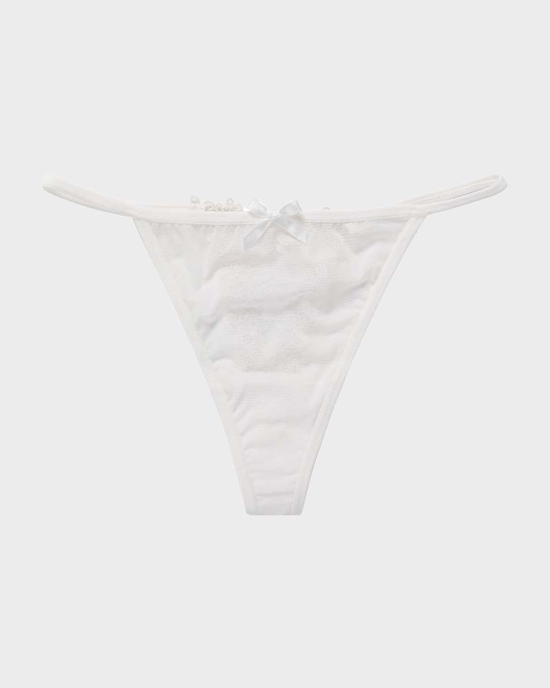 SheCurve®Lace-Trim Mesh V-String Panty