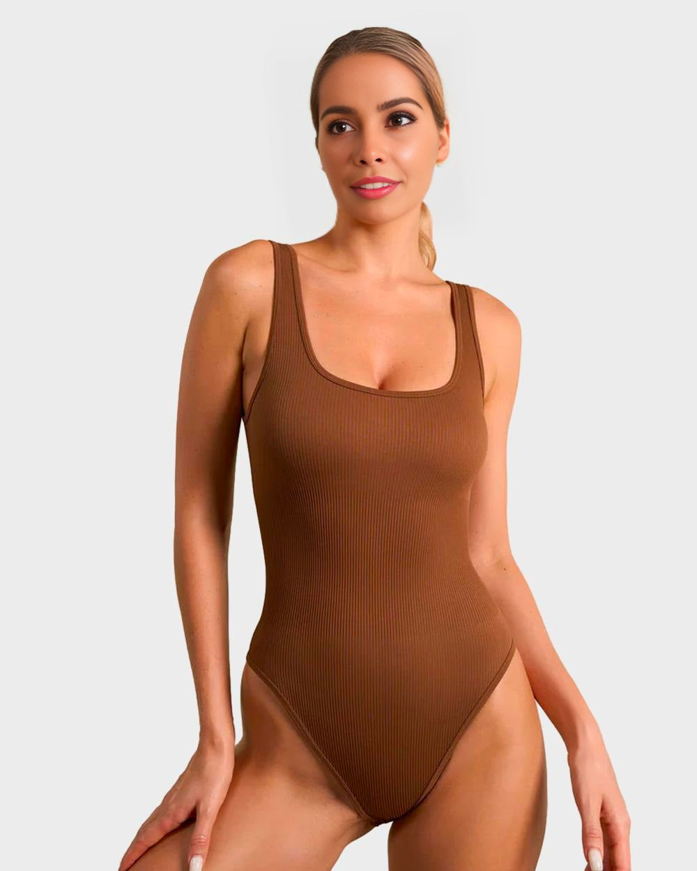 SheCurve® Wide Strap Backless Thong Bodysuit