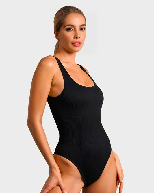 SheCurve® Wide Strap Backless Thong Bodysuit