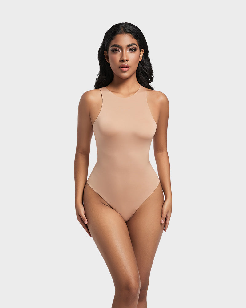 SheCurve®Seamless Sculpt Sleeveless Halter Neck Thong Bodysuit