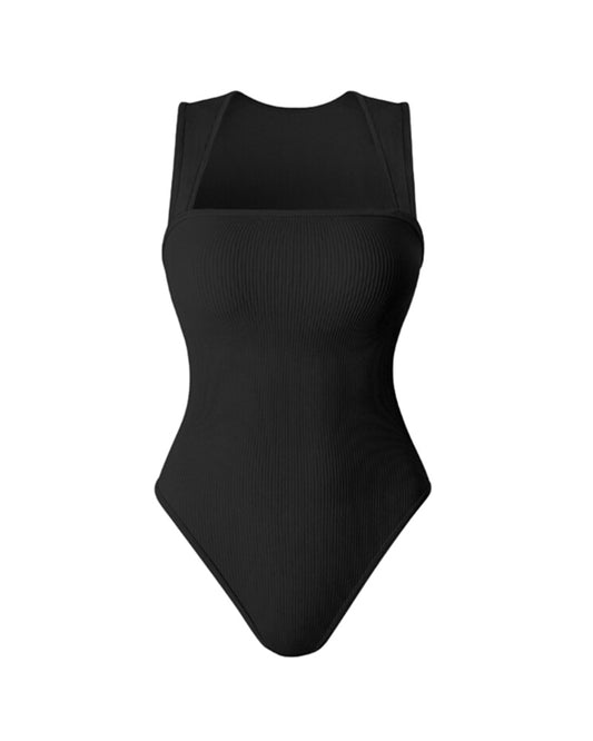 SheCurve® Ribbed Strappy Square Neck Bodysuits