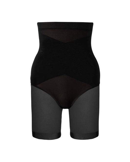 High Waist Criss-Cross Mesh Shaping Mid-Thigh Shorts