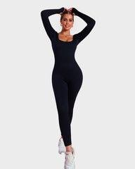 SheCurve® Long Sleeve Square Neck Full Body Shaper Jumpsuit