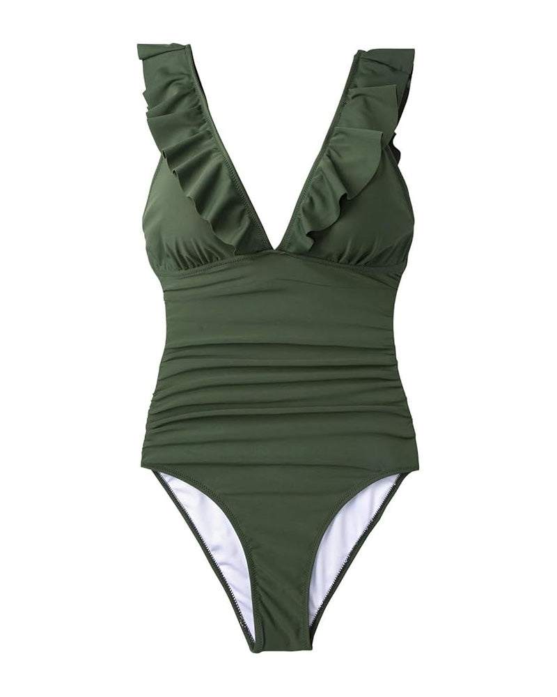 SheCurve® V-Neck One-Piece Bikini Swimsuit