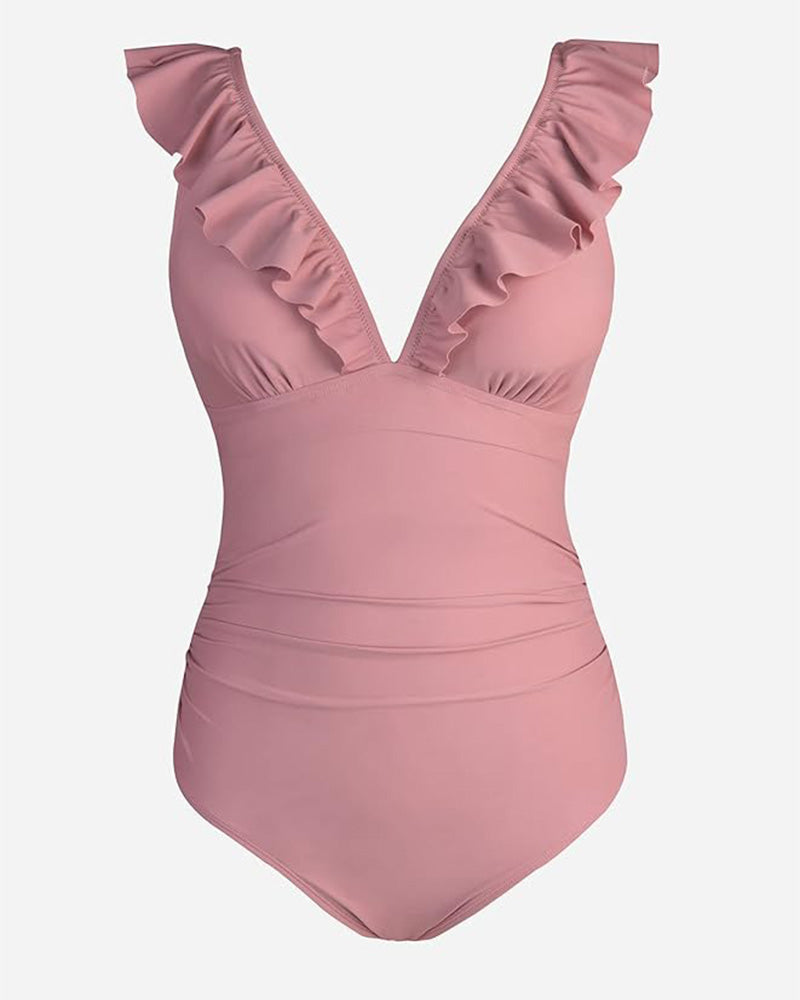 SheCurve® V-Neck One-Piece Bikini Swimsuit
