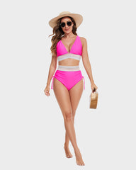 SheCurve®High Waisted Tummy Control Color Block Bikini Sets