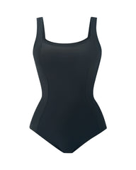 Square Neck Lace-Up Back Sculpting Swimsuit