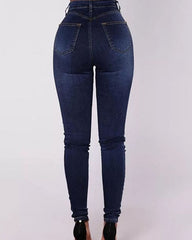 SheCurve® High-Waisted Casual Two-Row Stretch Jeans With Multiple Buttons