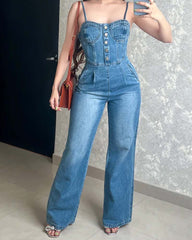 SheCurve® Loose One-Piece Jeans With Removable Straps