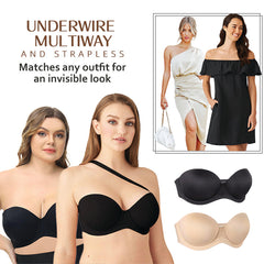 SheCurve® Plus Size Women's Underwire Contour Multiway Full Coverage Strapless Bra