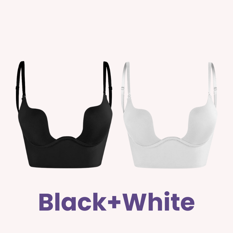 SheCurve® Plunging Low-Back Bra - Beige+White (2 Pack)