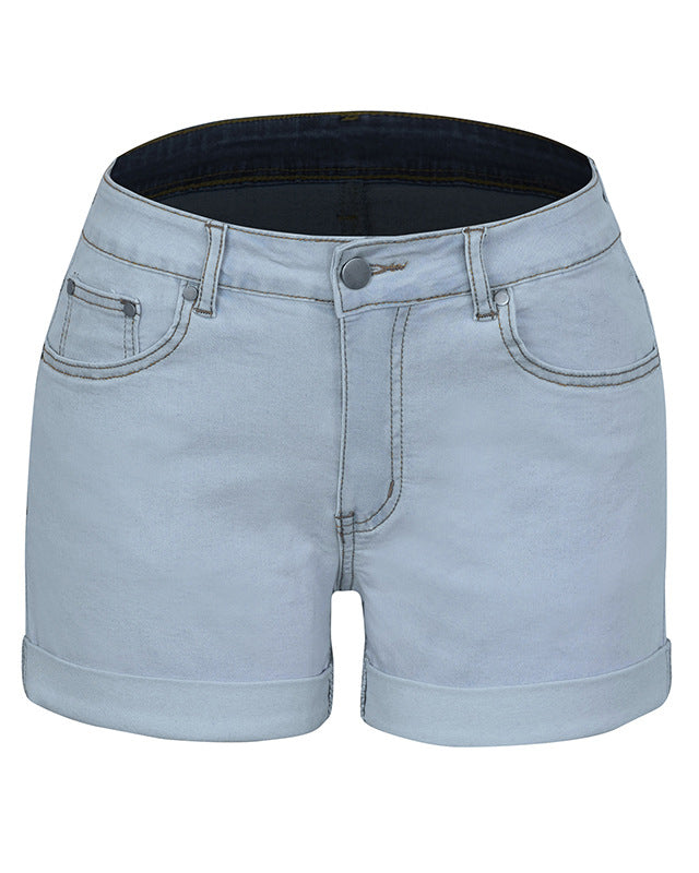 SheCurve® Ladies' Simple And High Elastic Denim Shorts