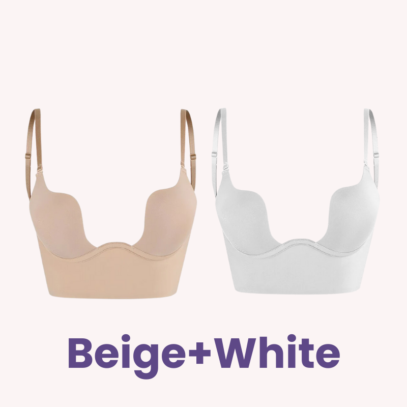 SheCurve® Plunging Low-Back Bra - Beige+White (2 Pack)