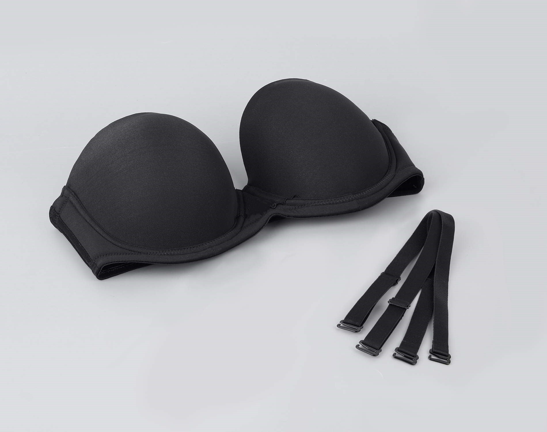 SheCurve® Plus Size Women's Underwire Contour Multiway Full Coverage Strapless Bra-BLACK