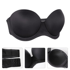 SheCurve® Plus Size Women's Underwire Contour Multiway Full Coverage Strapless Bra-BLACK