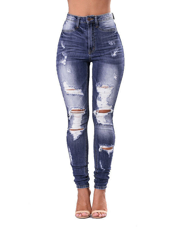 SheCurve® Women's Ripped Elastic Skinny Jeans