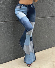 SheCurve® Women's Wide Leg Fashion Stitching Jeans